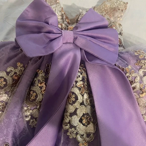 Elegant Purple and Gold Kids Dress